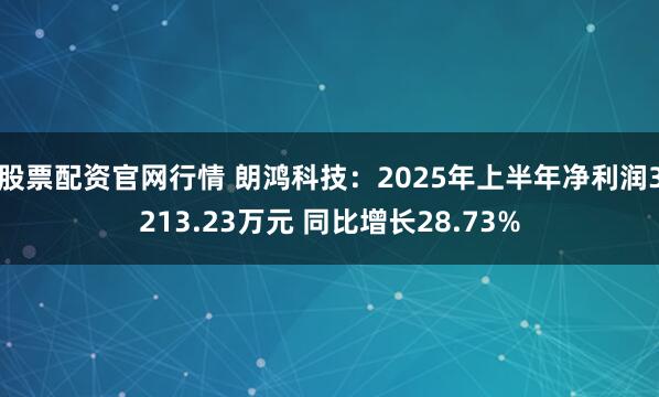 股票配资官网行情 朗鸿科技：2025年上半年净利润3213.23万元 同比增长28.73%